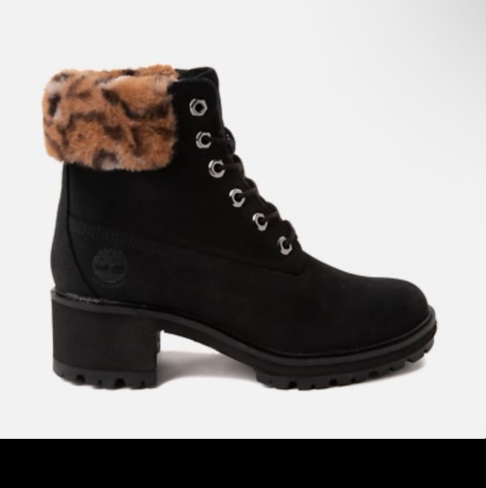 Timberland Women's Size 7 Black Waterproof Boots A5VSG KINSLEY Animal Print